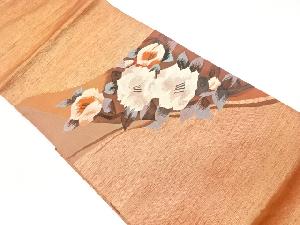 リサイクル　すくい織山茶花模様織出し名古屋帯